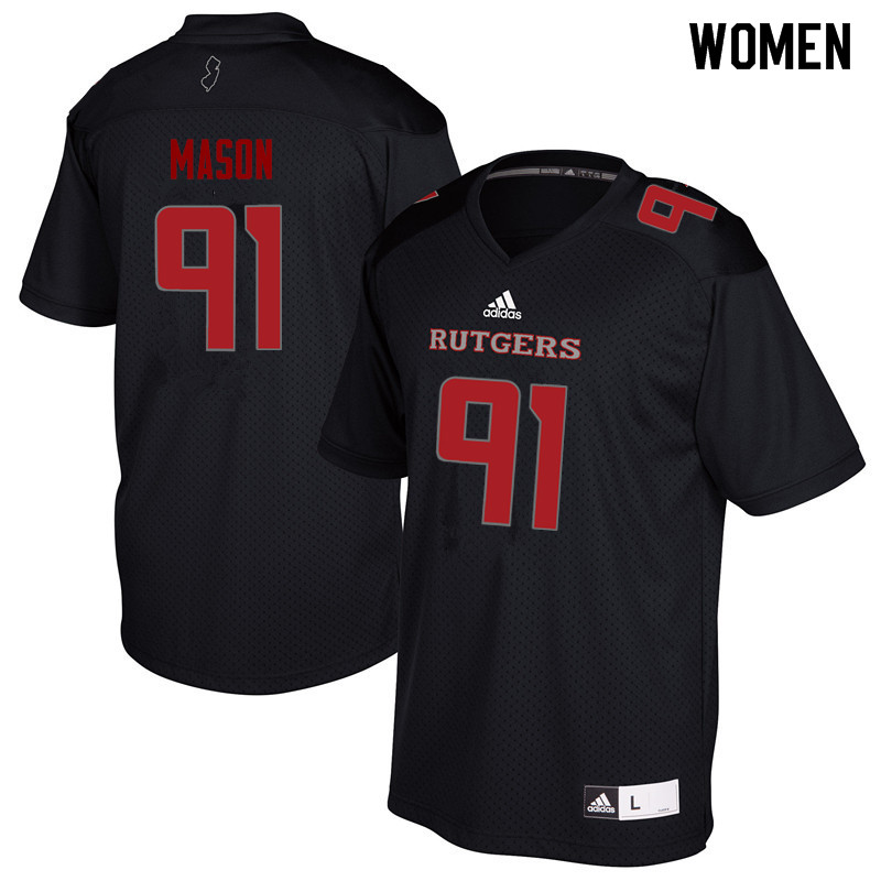 Women #91 Tijuan Mason Rutgers Scarlet Knights College Football Jerseys Sale-Black